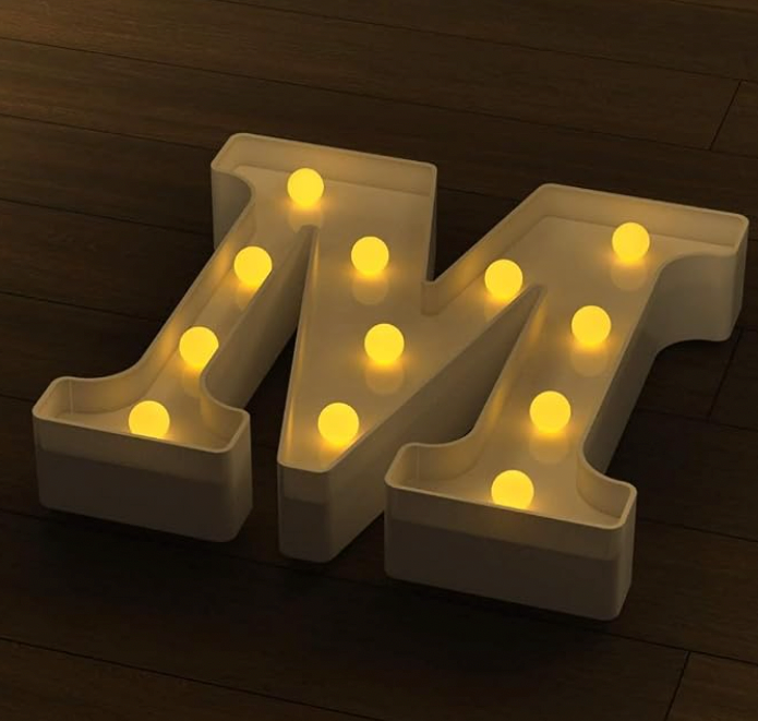 M ALPHABET LED LIGHT ( WARM YELLOW )