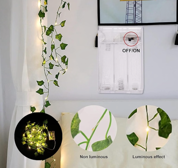 Artificial Money Plant Vine with 30 Warm White LED Lights