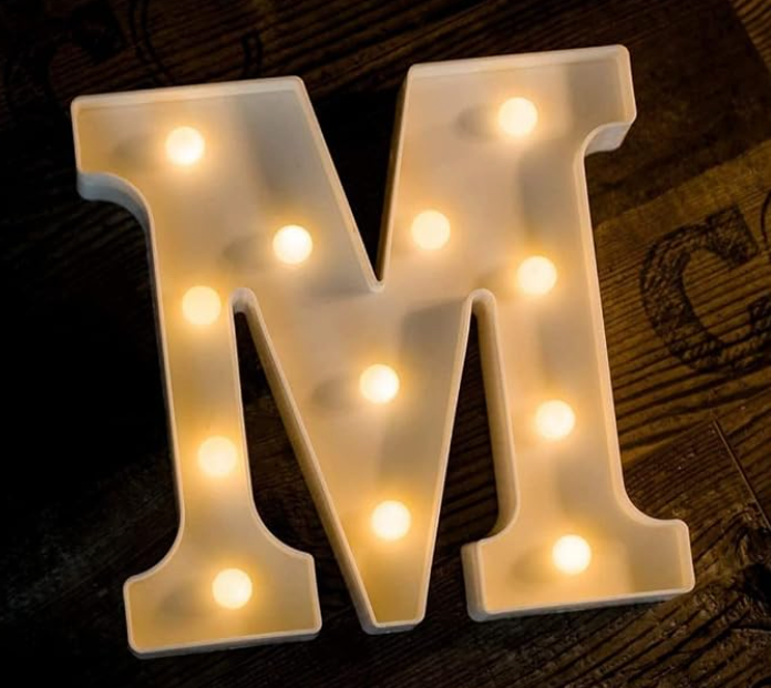 M ALPHABET LED LIGHT ( WARM YELLOW )