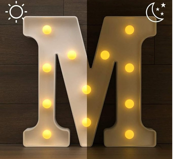 M ALPHABET LED LIGHT ( WARM YELLOW )