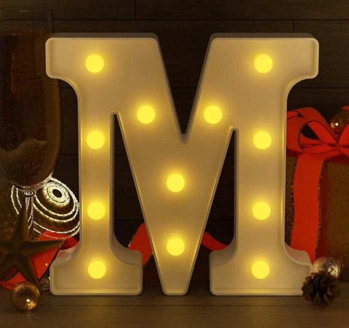 M ALPHABET LED LIGHT ( WARM YELLOW )