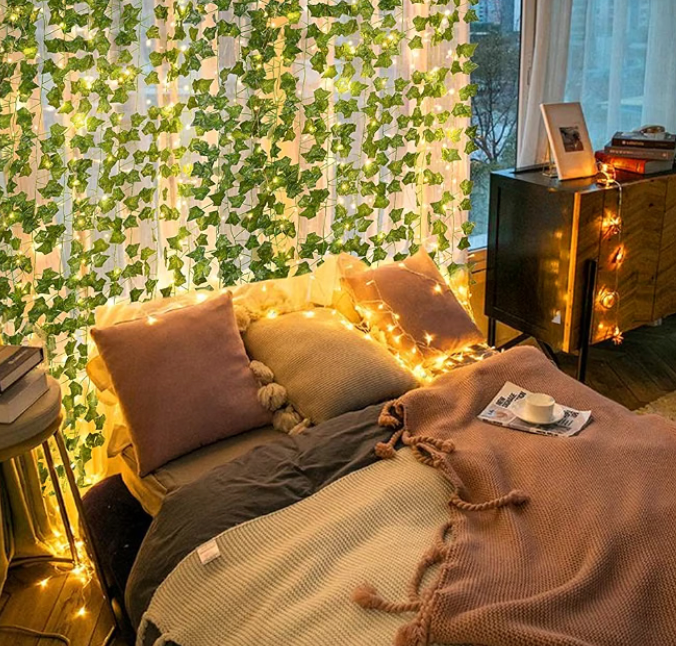 Artificial Money Plant Vine with 30 Warm White LED Lights