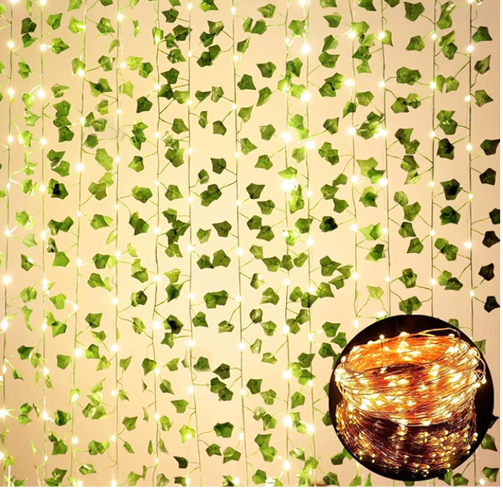 Artificial Money Plant Vine with 30 Warm White LED Lights